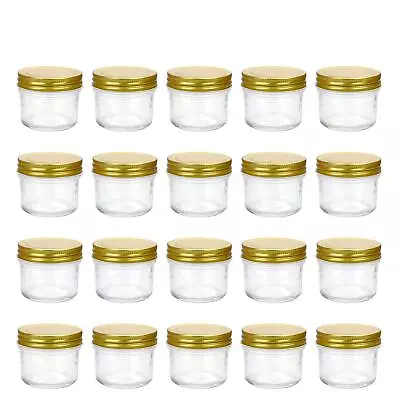 4 Oz Clear Glass Jars With Lids(Golden)Small Spice Jars For HerbJellyJams... • $35.16