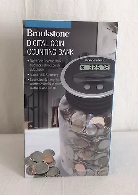 Brookstone DIGITAL COIN COUNTING BANK Money Jar LCD Display U.S. Currency • $9.99