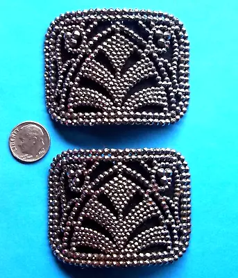 Large CUT STEEL SHOE CLIPS Buckles Riveted France  Victorian Vintage Ornate • $14.60