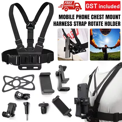 Mobile Phone Chest Mount Harness Strap Holder For IPhone Samsung Gopro 11 10 • $12.26