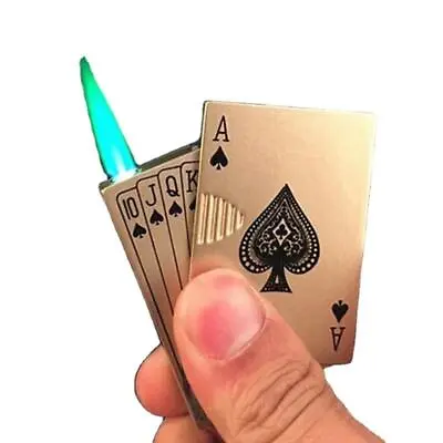 Refillable Green Flame Butane Poker Playing Card Deck Cigarette Lighter • $6.99