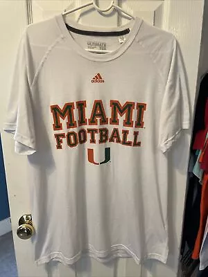 Miami Hurricanes Football Adidas Men’s White Shirt Size XL • $13.99