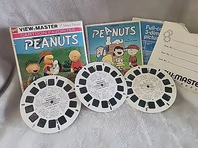 Vintage 1966 Gaf View-Master Peanuts 21 Stereo Pictures 3 Reels • $5.95