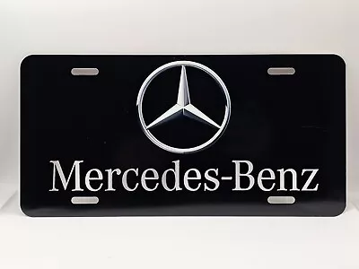 Mercedes Inspired Art On Black FLAT Aluminum License Tag Plate * BLEMISHED • $13.49