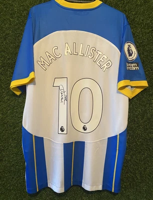 £72 • Buy Alexis Mac Allister Signed Brighton Shirt - ARGENTINA - Comes With A COA