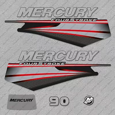 Mercury 90 Hp Four Stroke 2013-2017 RED Outboard Engine Decals Sticker • $53.99