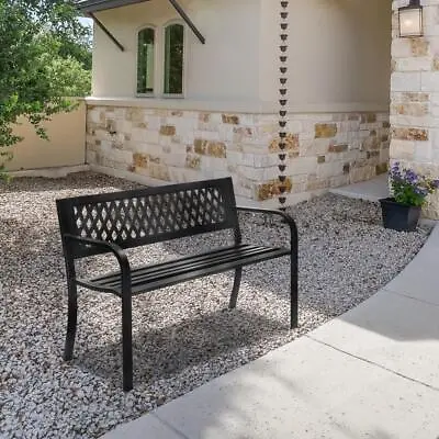 Garden Patio Bench Outdoor Porch Park Backyard Chairs Metal Weather-resistant • $75.99