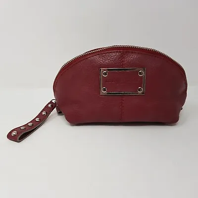 Beautiful Edina Ronay London Burgundy / Deep Pink Leather Clutch / Make -up Bag • £15