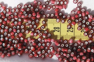 8/0 Vintage French  Amethyst White Heart Glass Seed Beads 1oz • $6.25
