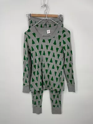 HANNA ANDERSSON Pajamas Set Womens Small Christmas Trees Long Johns Cotton • $26.99