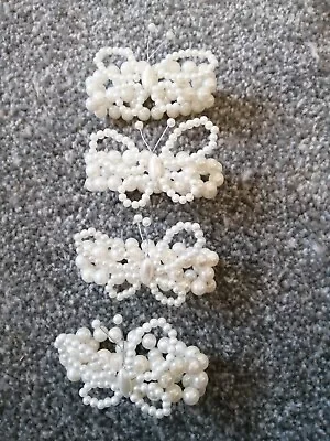 £4.99 • Buy 4 Napkin Rings Pearl With Butterfly Wedding Reception  