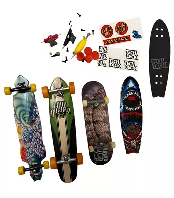 Tech Deck Lot Of 4 Mini Skateboards Finger Boards W/Tools & Spare Parts • $18