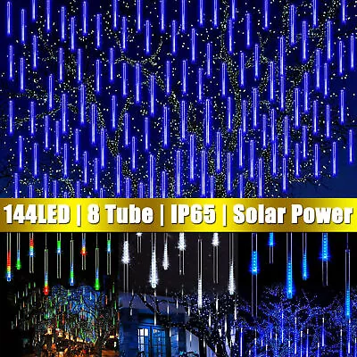 Solar Meteor Shower Lights Fairy String Lights Outdoor Garden Waterproof Decor • £9.87