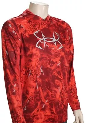 UNDER ARMOUR Mens Iso-Chill Shorebreak Camo Fishing Hoodie Venom Red 1361274-638 • $27.99