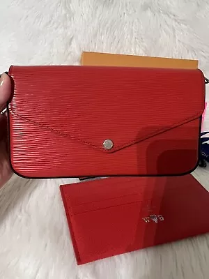 $1199 • Buy LV Felicie Pochette Red ( Wallet On Chain) Discontinued Red Color