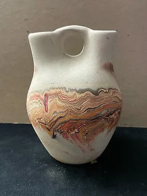 Vintage Nemadji Double Vase 6  By 41/2  Multi Color Swirl Pottery • $32.95