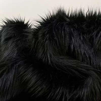 Black Mohair Shaggy Faux Fur Fabric By The Yard ( Long Pile ) 60  Wide • $32.99