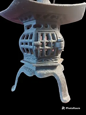 Vintage Japanese Cast Iron Pagoda Garden Candle Lantern 1940’s • $79.99