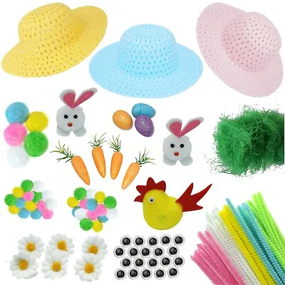 Easter Bonnet Decoration Supplies Daisies Eggs Bunnies Carrots Googly Eyes • £6.39