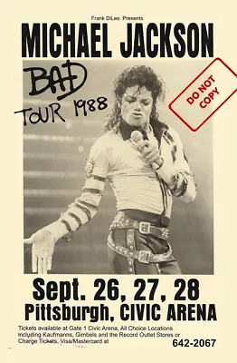Michael Jackson 1988 Bad Tour PA Vintage Style Reprint POSTER  FREE SHIPPING • $13.95
