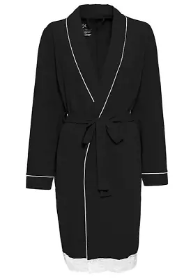 Women Black Jersey Dressing Gown Cotton Long Sleeve Ladies Dress UK14/16 EU40/42 • £9.95