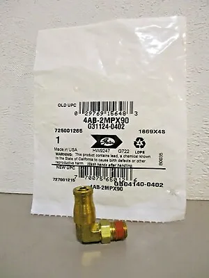 Gates 4AB-2MPX90 Air Line Fitting  1/4  OD Push-Lok  1/8  Male Pipe  90° Offset • $11.95