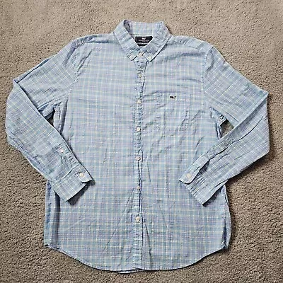 Vineyard Vines Shirt Mens Large Plaid Slim Fit Tucker Shirt Button Down Collar • $16.88