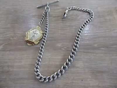 Good Antique Solid Sterling Silver  Albert Pocket Watch Chain &  Fob • $166.48