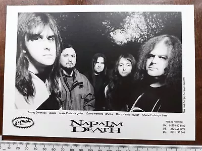 NAPALM DEATH.  Original Press Promo B&W Photo 8 X 6 Inch Excellent Condition • £9