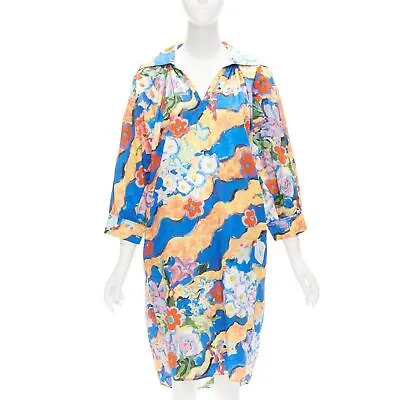 MARNI Flaminia Veronesi 2022 Multicolour Floral Paint Batwing Dress IT36 XS • $398