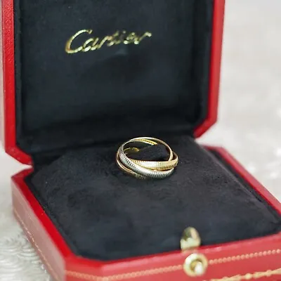 Vintage 1980s CARTIER Trinity 18K Tri-Gold Three Band Pinky Ring Size 3.25 • $2234.03