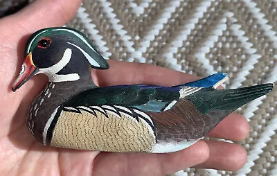 Wood  Duck  Miniature Mini Decoy  Wood Hand Carved Vintage • $185