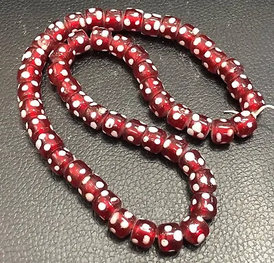 Vintage African Fancy Glass Trade Chevron Beads 11.7mm Strand • $47