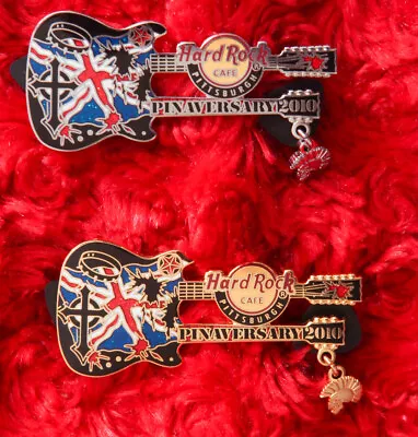 2 Hard Rock Cafe Pins PROTOTYPE Pittsburgh Pinaversary PUNK Mohawk Uk Flag Cross • $38.99