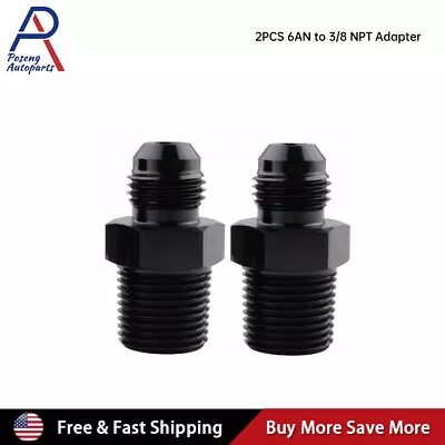 2PCS Straight -6AN Flare Male To 3/8 NPT Adapter Fitting 6 AN Bare Aluminum • $7.69