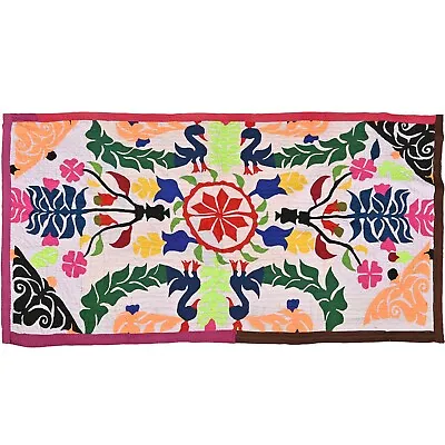 Indian Hand Embroidered Wall Hanging Gujrati Textile Rabari Applique Work Art • $123.13