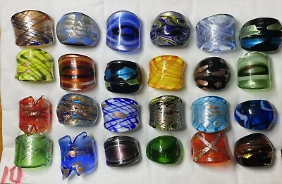 Handmade Murano Glass Rings. Mixed Sizes. 24 Rings. (10) • $24