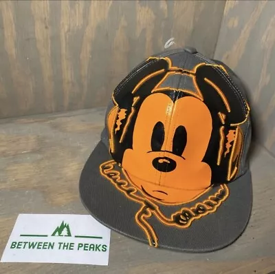 Disney Parks Mickey Mouse DJ Hat Cap One Six Headphones MM28 Gray Orange Adult • $12.95