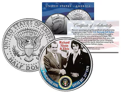 ELVIS PRESLEY Meets RICHARD NIXON At White House JFK Kennedy Half Dollar US Coin • $8.95