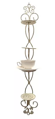 Teacup Saucer Display Wall Rack Wall Stand Holder Metal Rope Cottage Shabby Chic • $29.99