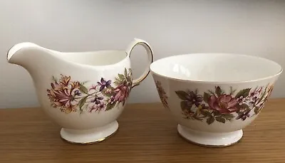 Vintage 50's Colclough Bone China Wayside Milk Cream Jug Sugar Bowl Honeysuckle • £9.99