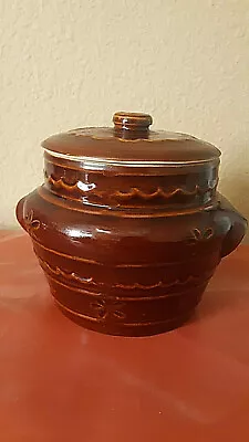 Vintage Daisy Dot Marcrest Oven Proof Stoneware Bean Pot Bowl W/ Lid • $11.99