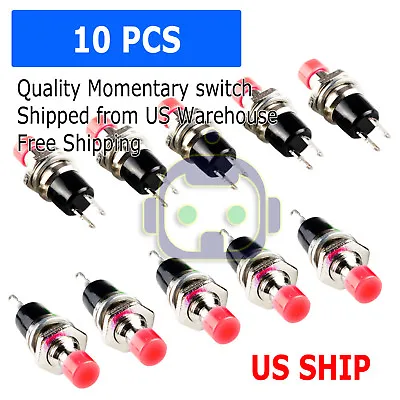 10pcs Lockless Momentary On Off Push Button Red Mini Switch PBS-110 M121 • $7.95