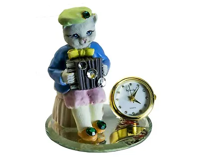 Infinity:poly Stone Cat Figurine Handmade Collectable Analog Quartz Mini Clock  • $9.99