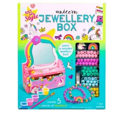 JUST MY STYLE Unicorn Jewellery Box Creative Craft Set Kids Activity. • £28