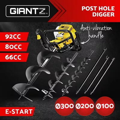 Giantz Post Hole Diggers Auger Petrol Digger Drill Borer Fence Earth Power Bits • $314.95