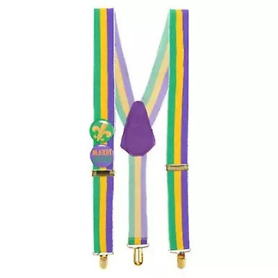 Mardi Gras Costume Fabric Suspenders With Buttons Multicolor 35  • $9.88