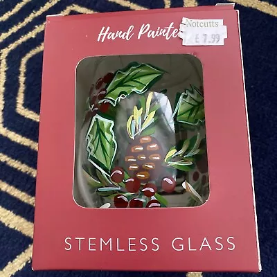 Hand Painted Stemless Xmas Glass Bnib  • £6