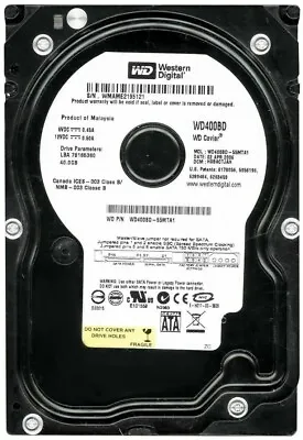 Hard Drive Western Digital Caviar WD400BD 40GB SATA 7200U/Min 2MB 3.5'' Inch • $21.98