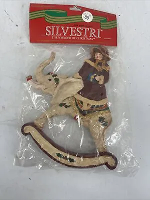 NEW Vintage Silvestri Wood Christmas Child Riding On Elephant Ornament • $13.09